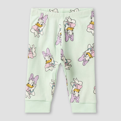 Disney Cotton Round Neck Long Sleeves Pyjama Set with Daisy Duck Print