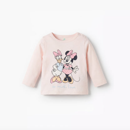 Disney Cotton Round Neck Long Sleeves Pyjama Set with Minnie Mouse and Daisy Duck Print