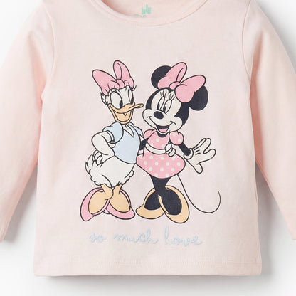 Disney Cotton Round Neck Long Sleeves Pyjama Set with Minnie Mouse and Daisy Duck Print