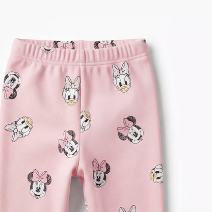 Disney Cotton Round Neck Long Sleeves Pyjama Set with Minnie Mouse and Daisy Duck Print
