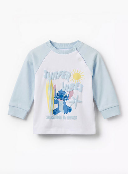Disney Cotton Round Neck Long Sleeves Pyjama Set with Stitch Print-baby-boys-clothing-nightwear-pyjamasets-image-3