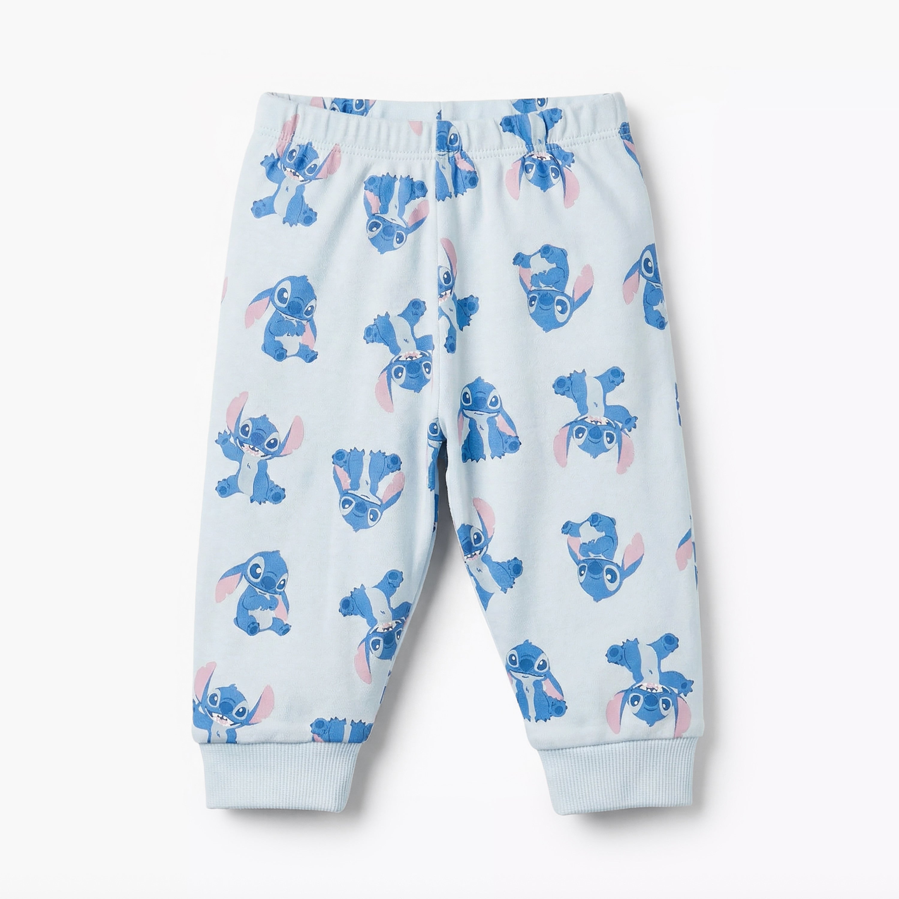 Disney Cotton Round Neck Long Sleeves Pyjama Set with Stitch Print