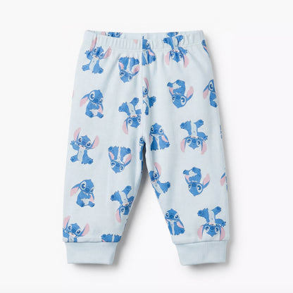 Disney Cotton Round Neck Long Sleeves Pyjama Set with Stitch Print