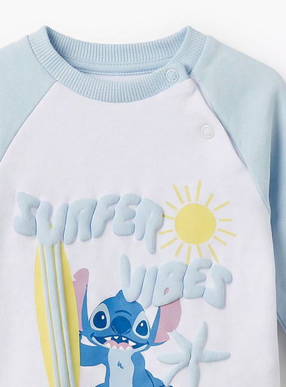 Disney Cotton Round Neck Long Sleeves Pyjama Set with Stitch Print-baby-boys-clothing-nightwear-pyjamasets-image-5