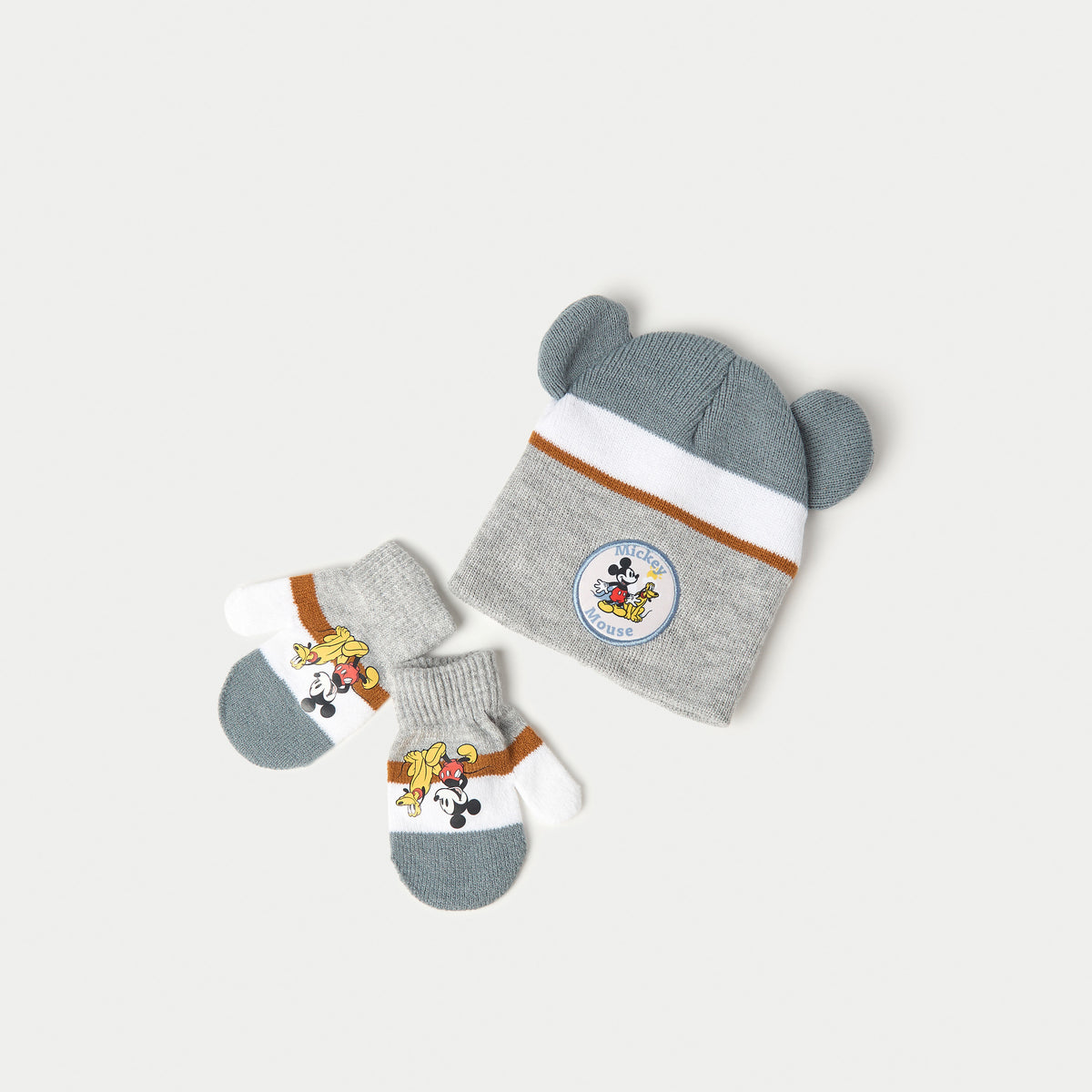 Disney Mickey and Friends Print Beanie Cap with Gloves