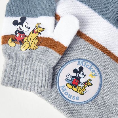 Disney Mickey and Friends Print Beanie Cap with Gloves
