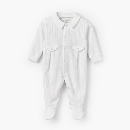 Giggles Cotton Collared Long Sleeves Sleepsuit with Snap Button Closure