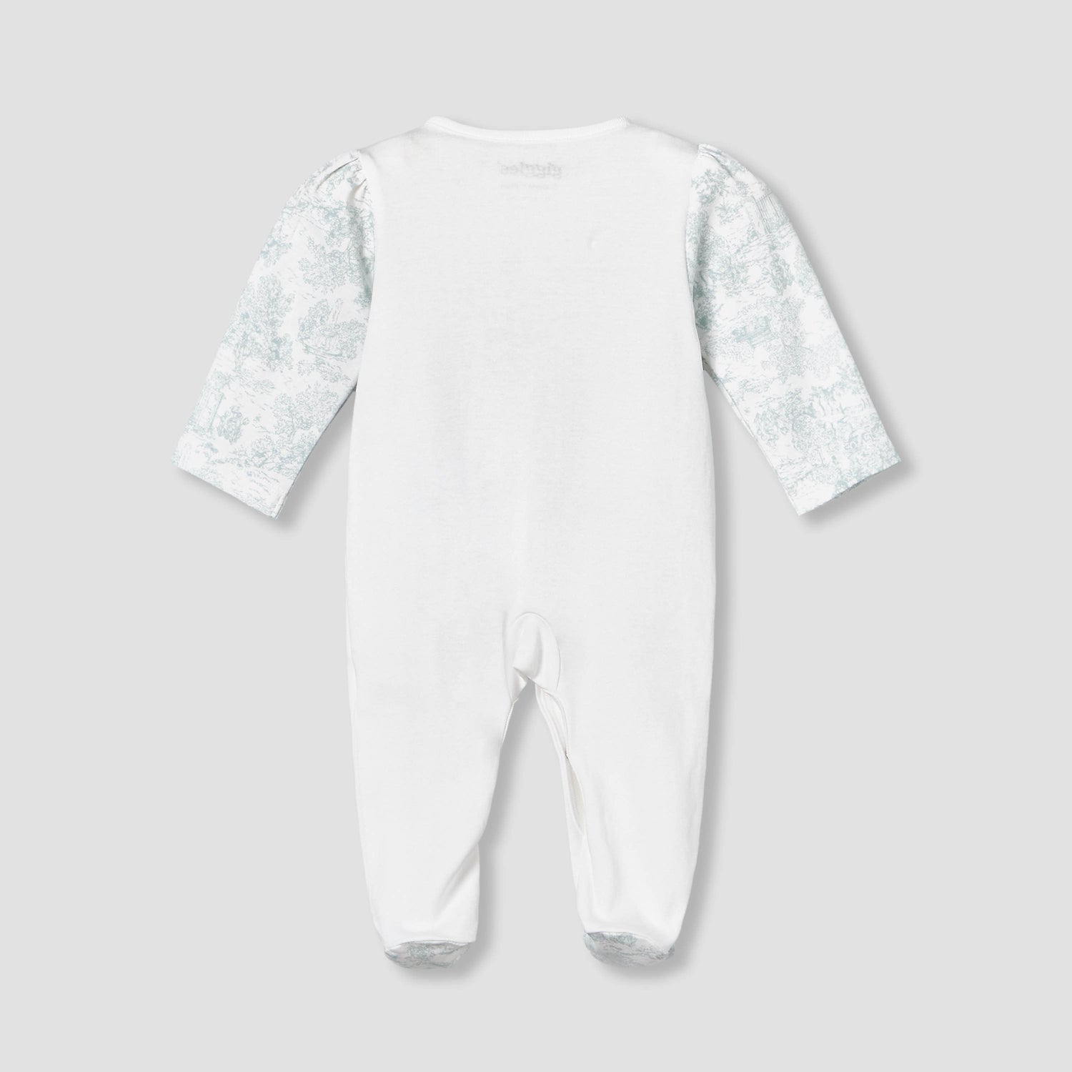 Giggles Cotton Crew Neck Long Sleeve Sleepsuit with Floral Embroidery