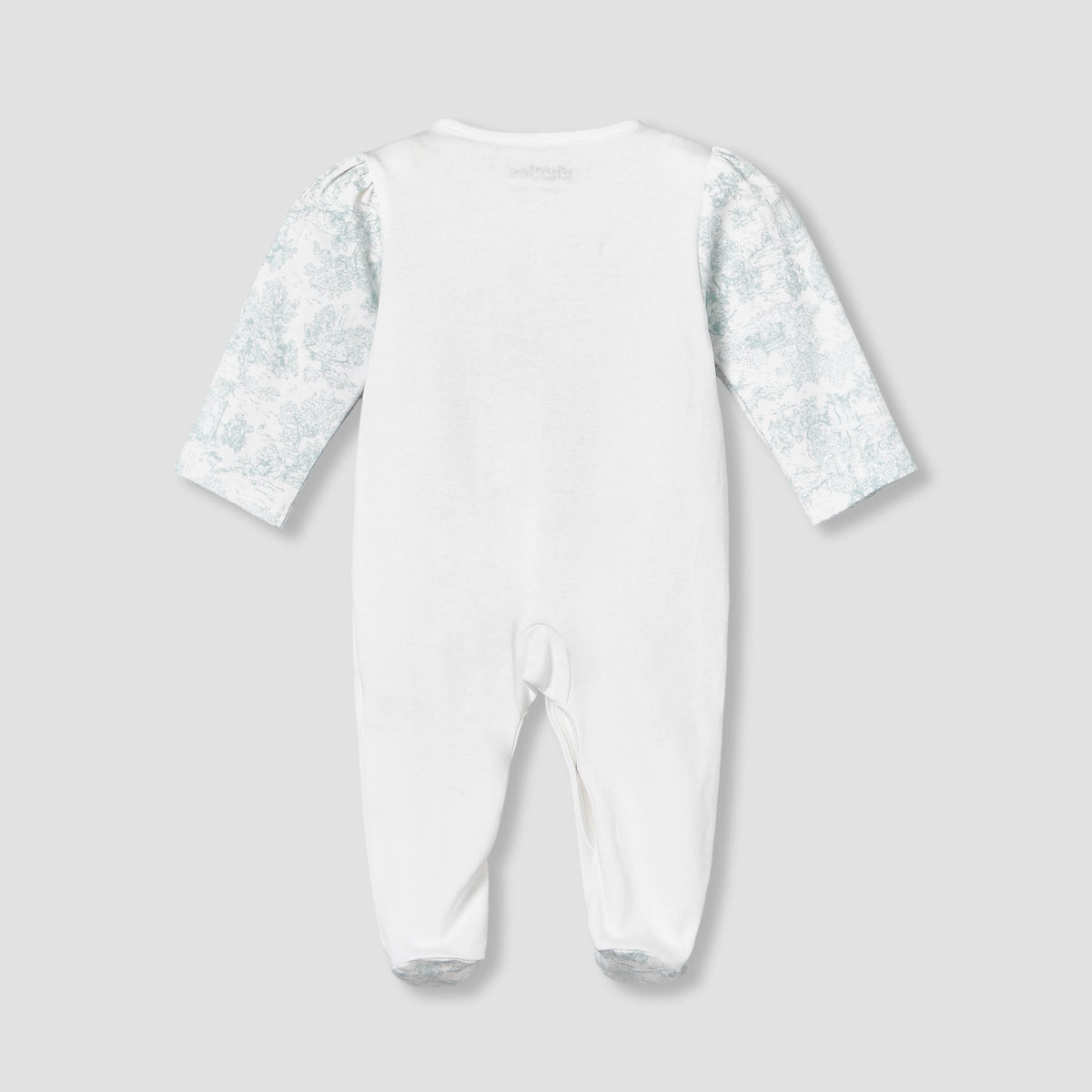 Giggles Cotton Crew Neck Long Sleeve Sleepsuit with Floral Embroidery