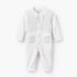Giggles Cotton Mandarin Collar Long Sleeves Sleepsuit with Textured Design - White / 12-18 mths
