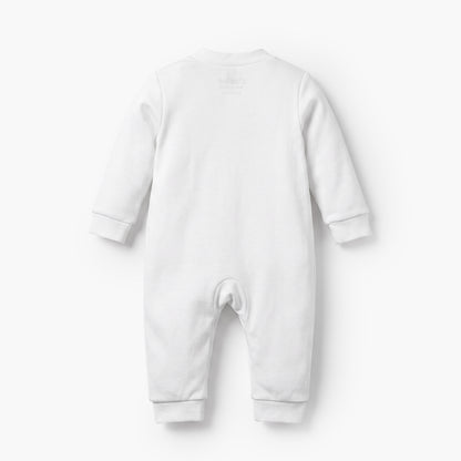 Giggles Cotton Mandarin Collar Long Sleeves Sleepsuit with Textured Design