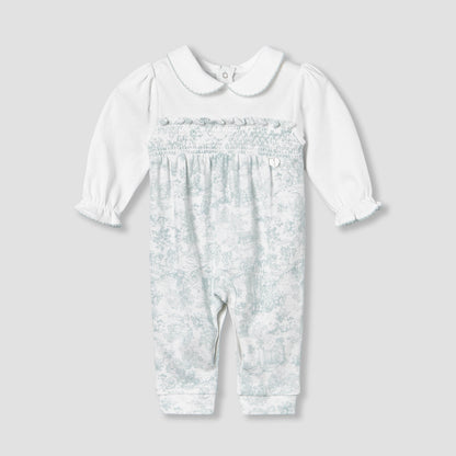 Giggles Peter Pan Collar Long Sleeves Sleepsuit with Smock Design