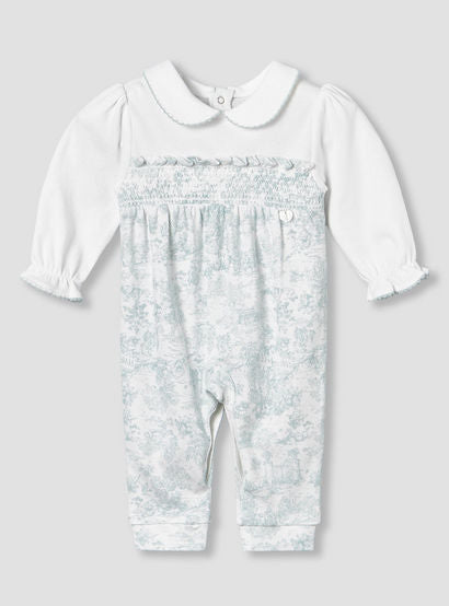 Giggles Peter Pan Collar Long Sleeves Sleepsuit with Smock Design-baby-girls-clothing-nightwear-sleepsuits-image-2