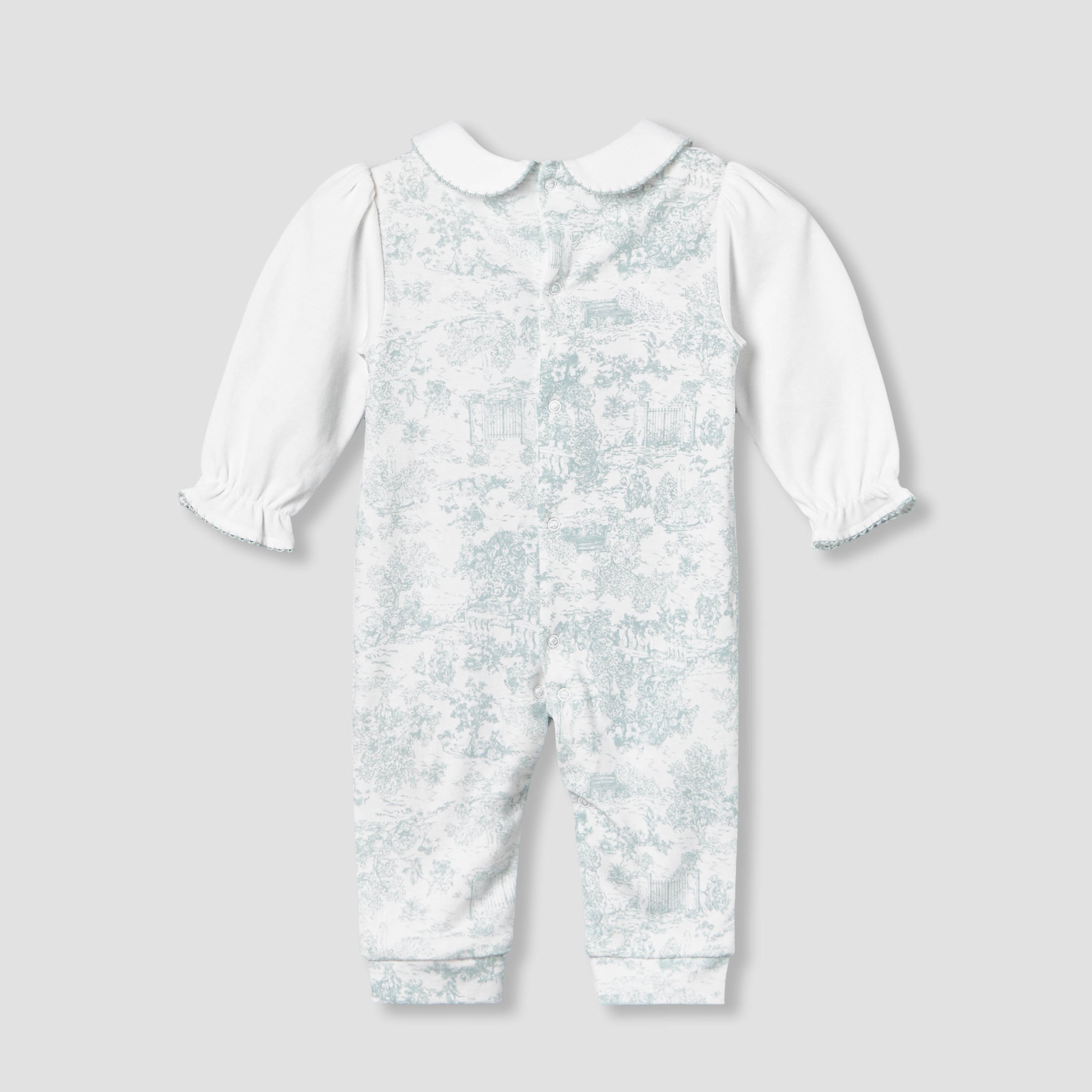 Giggles Peter Pan Collar Long Sleeves Sleepsuit with Smock Design