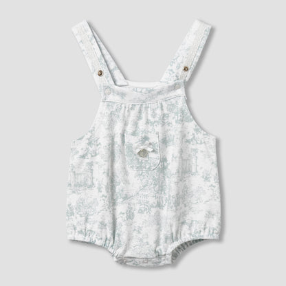 Giggles Ruffle Neck Short Sleeves T-shirt and Dungaree Set with Print