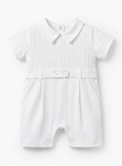 Giggles Peter Pan Collar Short Sleeves Romper with Textured Design-baby-boys-clothing-rompers-image-1