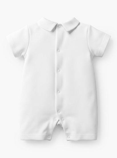 Giggles Peter Pan Collar Short Sleeves Romper with Textured Design-baby-boys-clothing-rompers-image-2