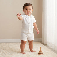 Giggles Collared Short Sleeves Shirt and Shorts Set with Elasticated Waist-undefined-image-1
