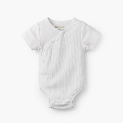 Giggles V-neck Short Sleeves Bodysuit with Snap Button Closure - White / 12-18 mths