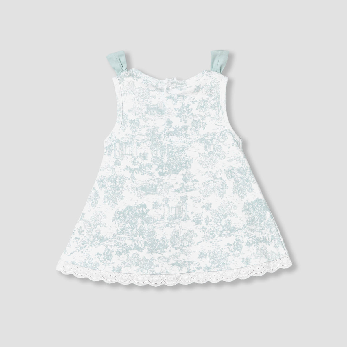 Giggles Round Neck Sleeveless A-line Dress with Bow Applique