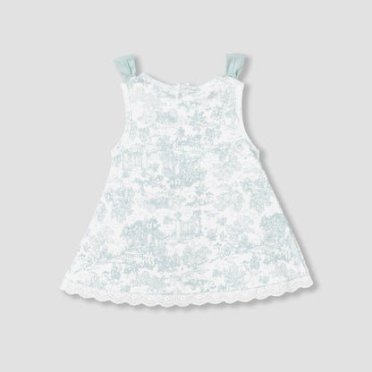 Giggles Round Neck Sleeveless A-line Dress with Bow Applique