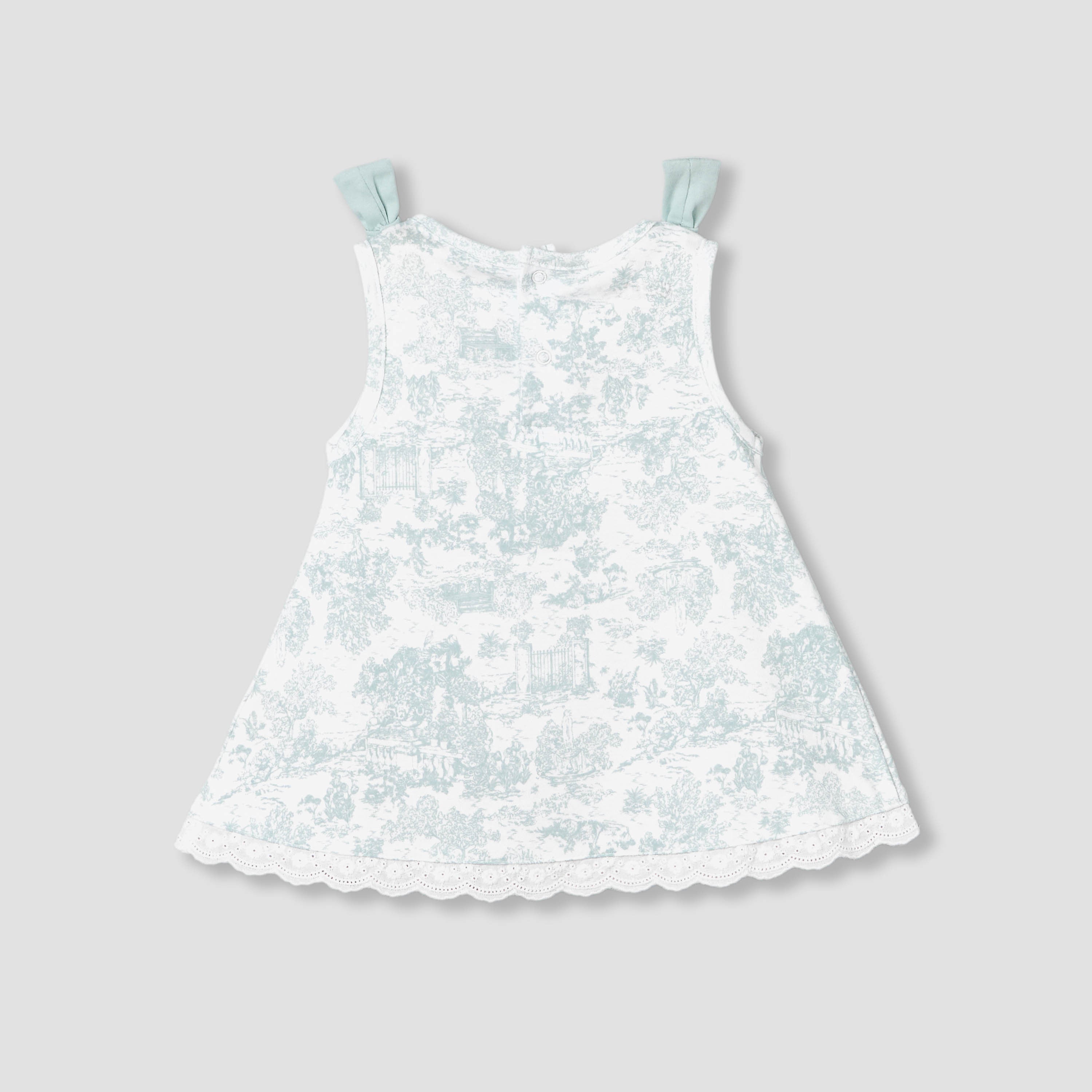 Giggles Round Neck Sleeveless A-line Dress with Bow Applique