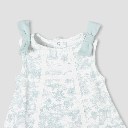 Giggles Round Neck Sleeveless A-line Dress with Bow Applique