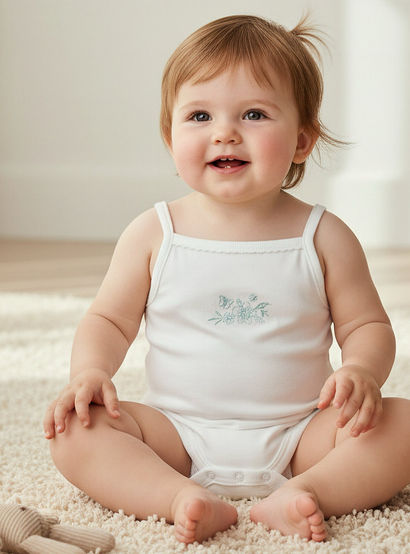Giggles Square Neck Strappy Bodysuit with Floral Embroidery-baby-girls-clothing-bodysuits-image-1