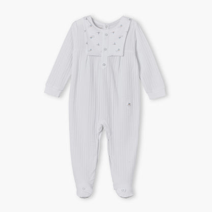 Giggles Cotton Round Neck Long Sleeves Sleepsuit with Ribbed Design