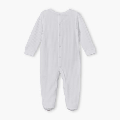 Giggles Cotton Round Neck Long Sleeves Sleepsuit with Ribbed Design