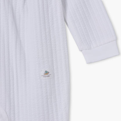 Giggles Cotton Round Neck Long Sleeves Sleepsuit with Ribbed Design