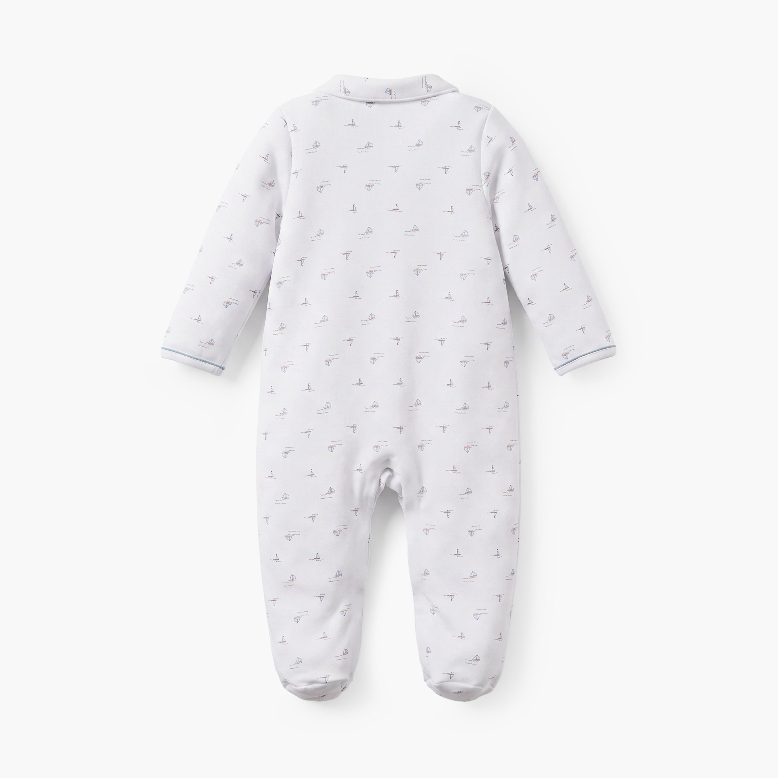 Giggles Cotton Collared Long Sleeves Sleepsuit with Boat Print