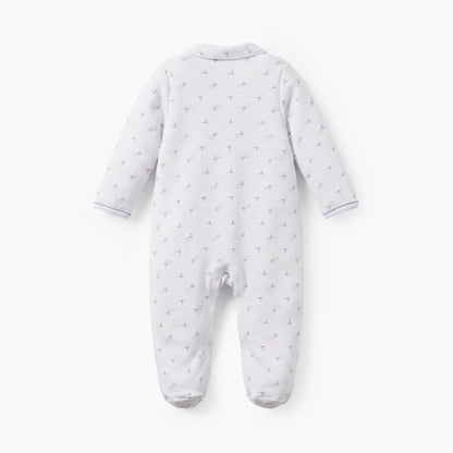 Giggles Cotton Collared Long Sleeves Sleepsuit with Boat Print