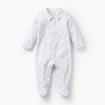 Giggles Cotton Collared Long Sleeves Sleepsuit with Boat Print