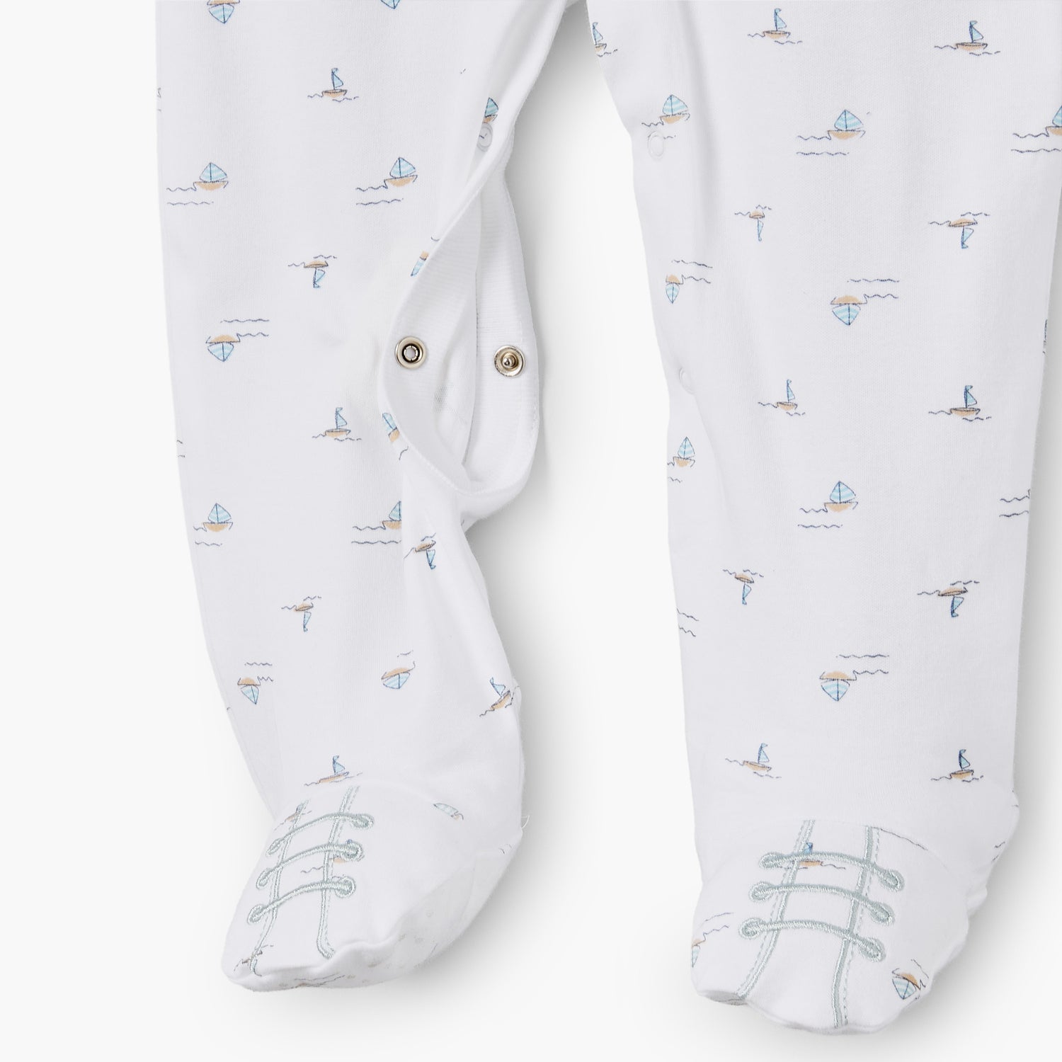 Giggles Cotton Collared Long Sleeves Sleepsuit with Boat Print