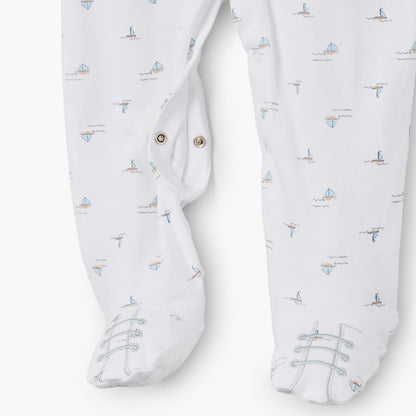 Giggles Cotton Collared Long Sleeves Sleepsuit with Boat Print