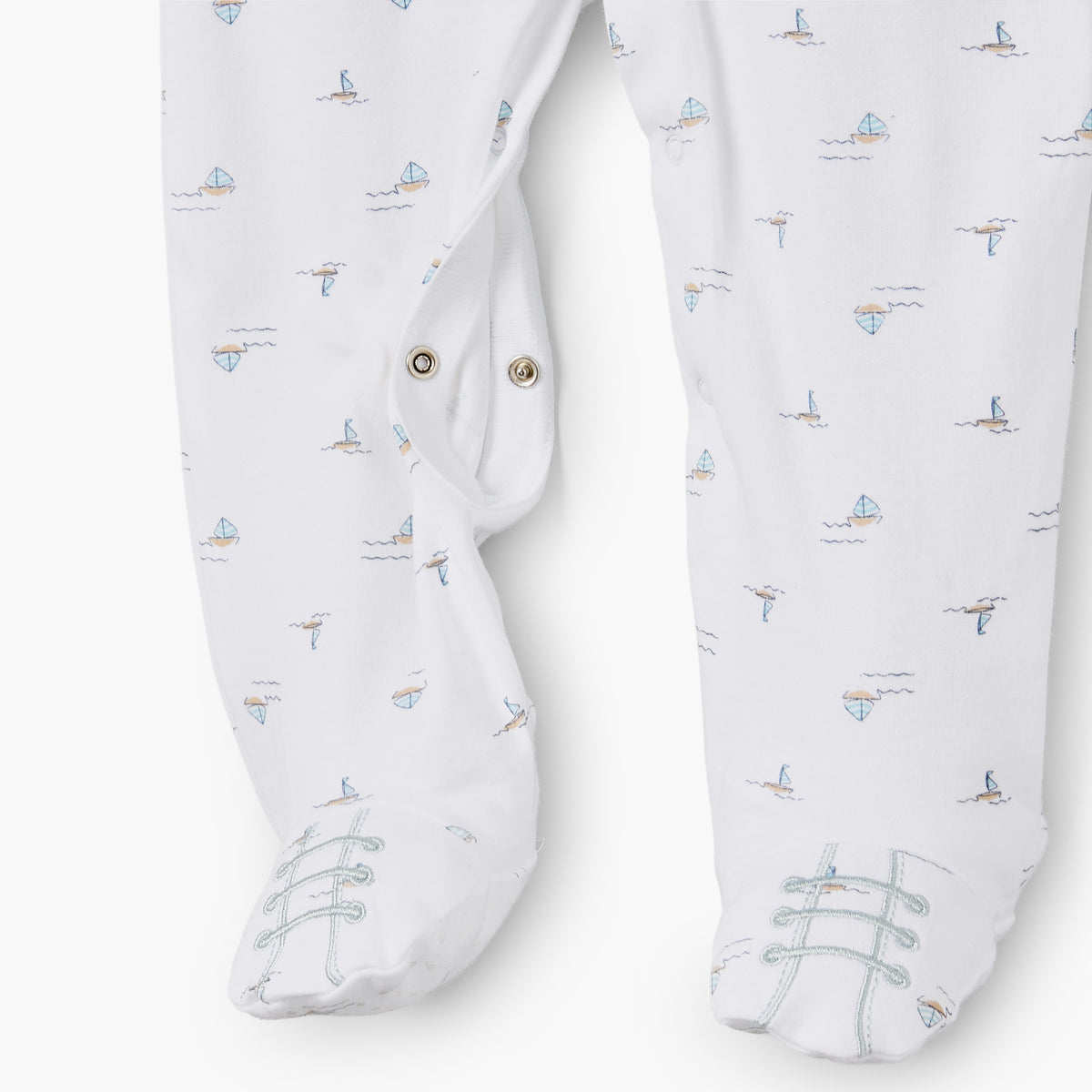 Giggles Cotton Collared Long Sleeves Sleepsuit with Boat Print