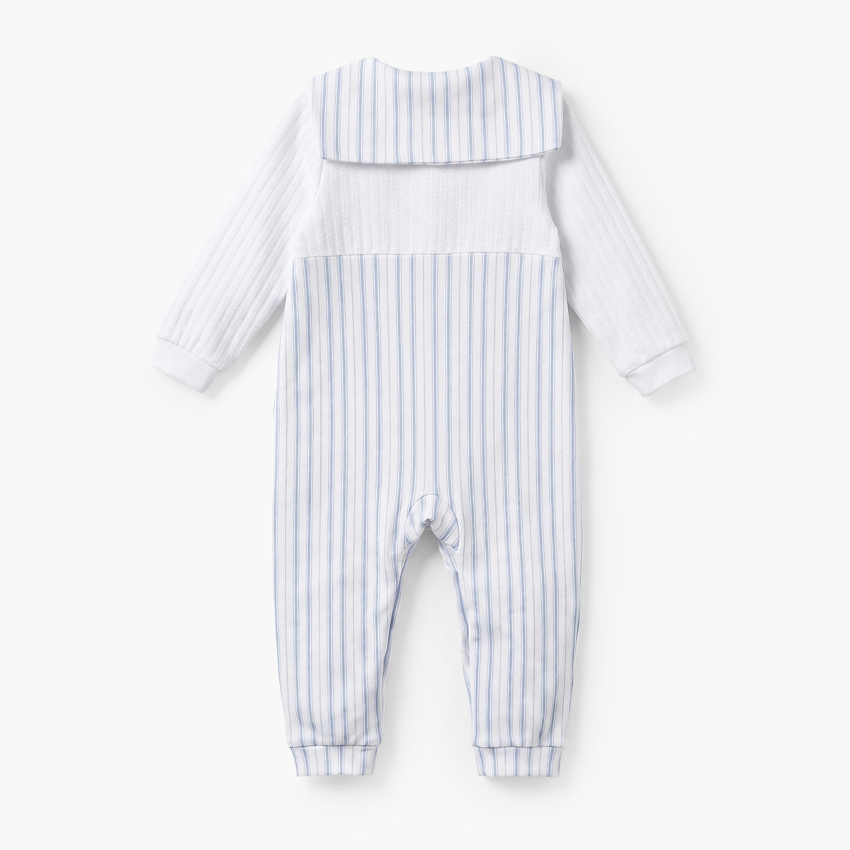 Giggles Cotton Sailor Collar Long Sleeves Sleepsuit with Stripes