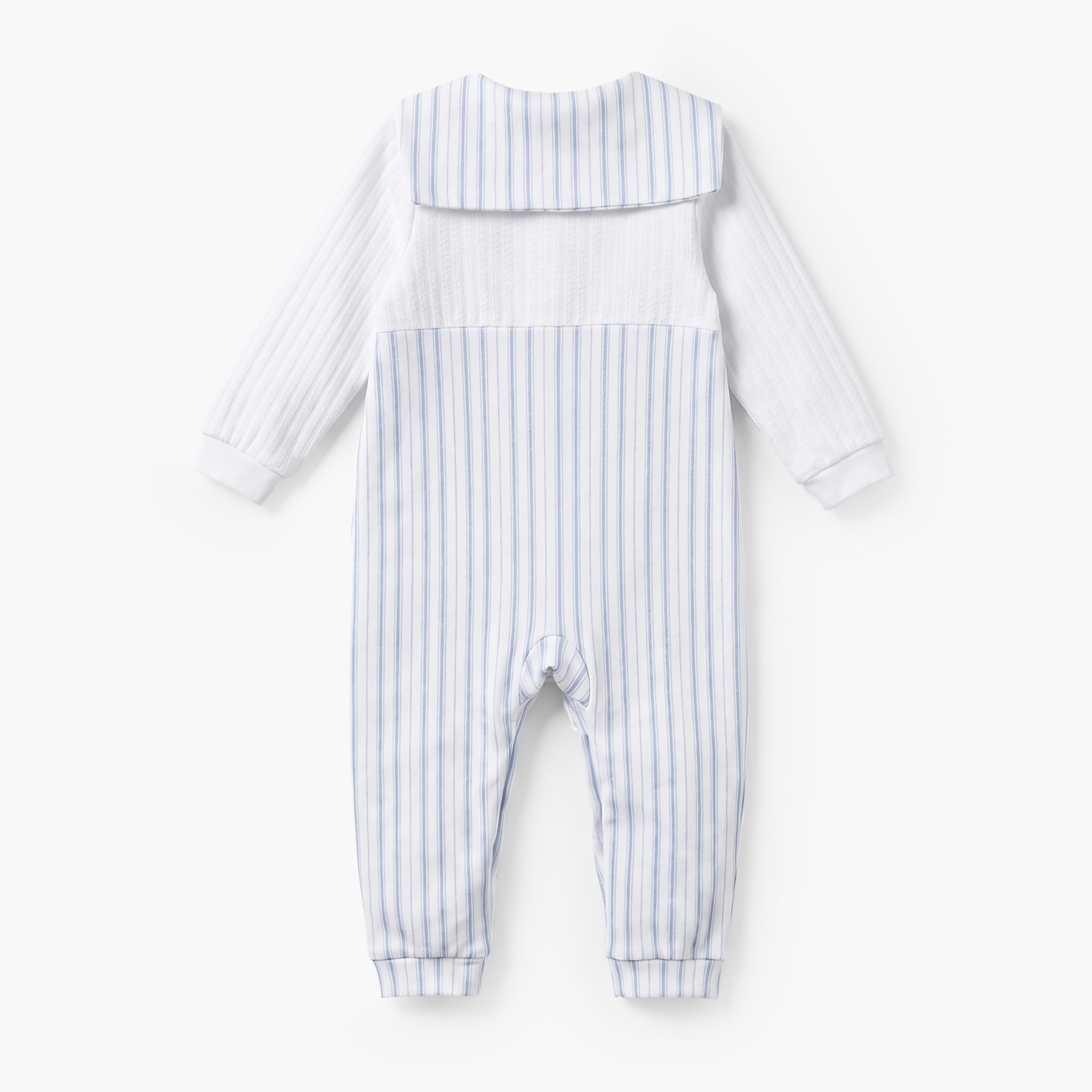 Giggles Cotton Sailor Collar Long Sleeves Sleepsuit with Stripes
