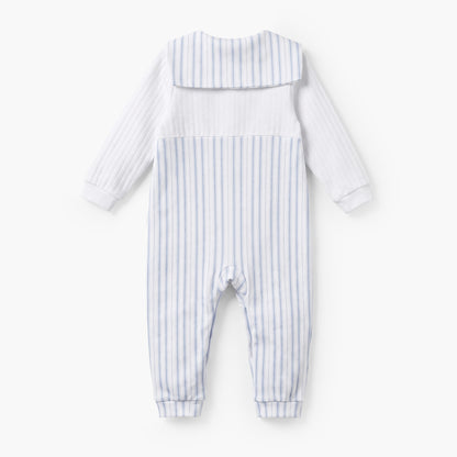 Giggles Cotton Sailor Collar Long Sleeves Sleepsuit with Stripes