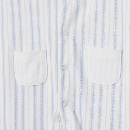 Giggles Cotton Sailor Collar Long Sleeves Sleepsuit with Stripes