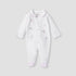 Giggles Embroidered Sleepsuit with Long Sleeves and Button Closure - White / 9-12 mths