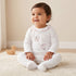 Giggles Embroidered Sleepsuit with Long Sleeves and Button Closure - White / 9-12 mths