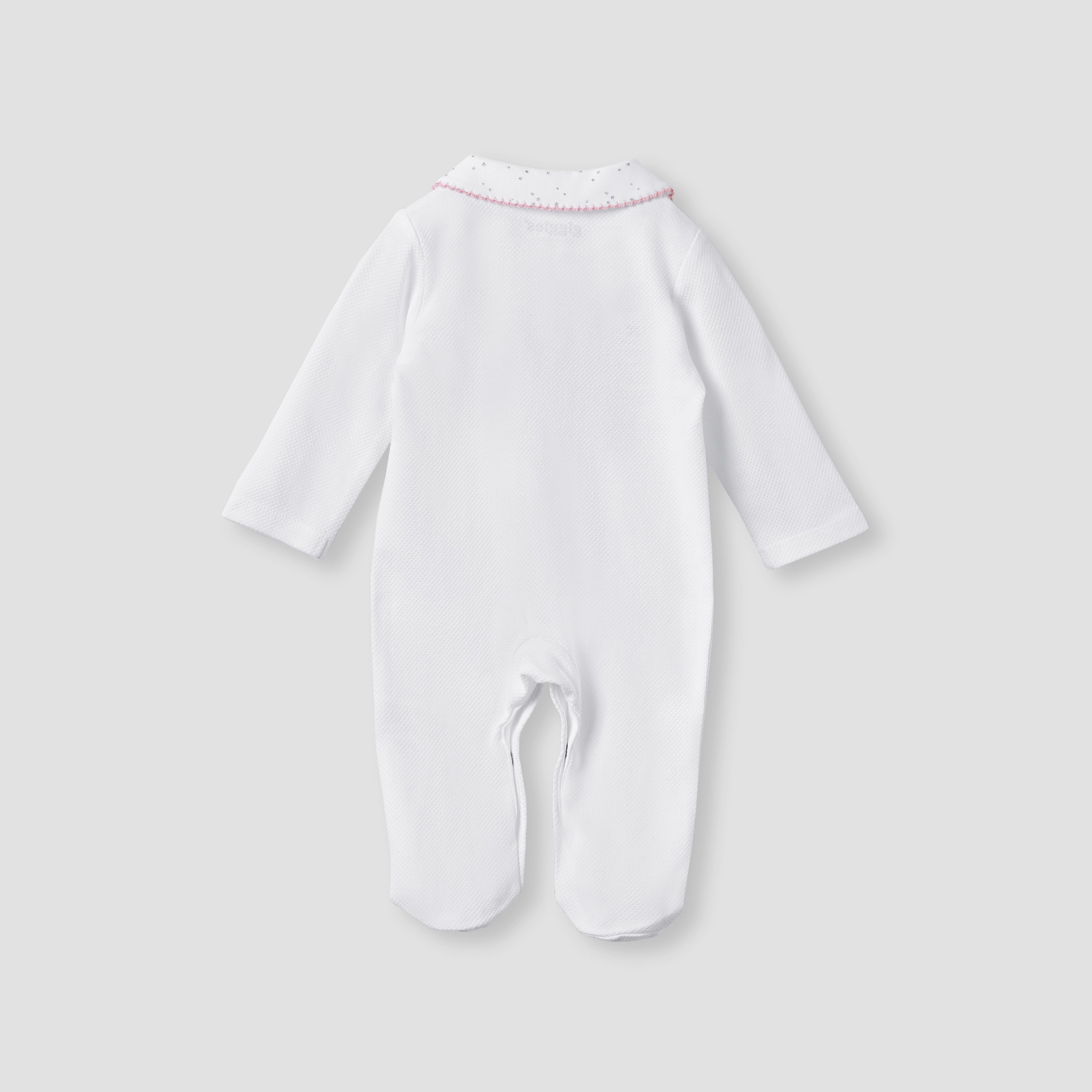 Giggles Embroidered Sleepsuit with Long Sleeves and Button Closure