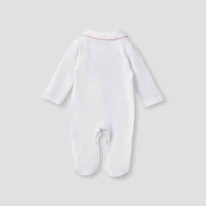 Giggles Embroidered Sleepsuit with Long Sleeves and Button Closure