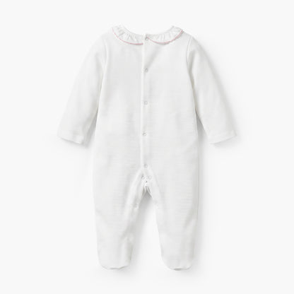Giggles Embroidered Sleepsuit with Long Sleeves and Button Closure