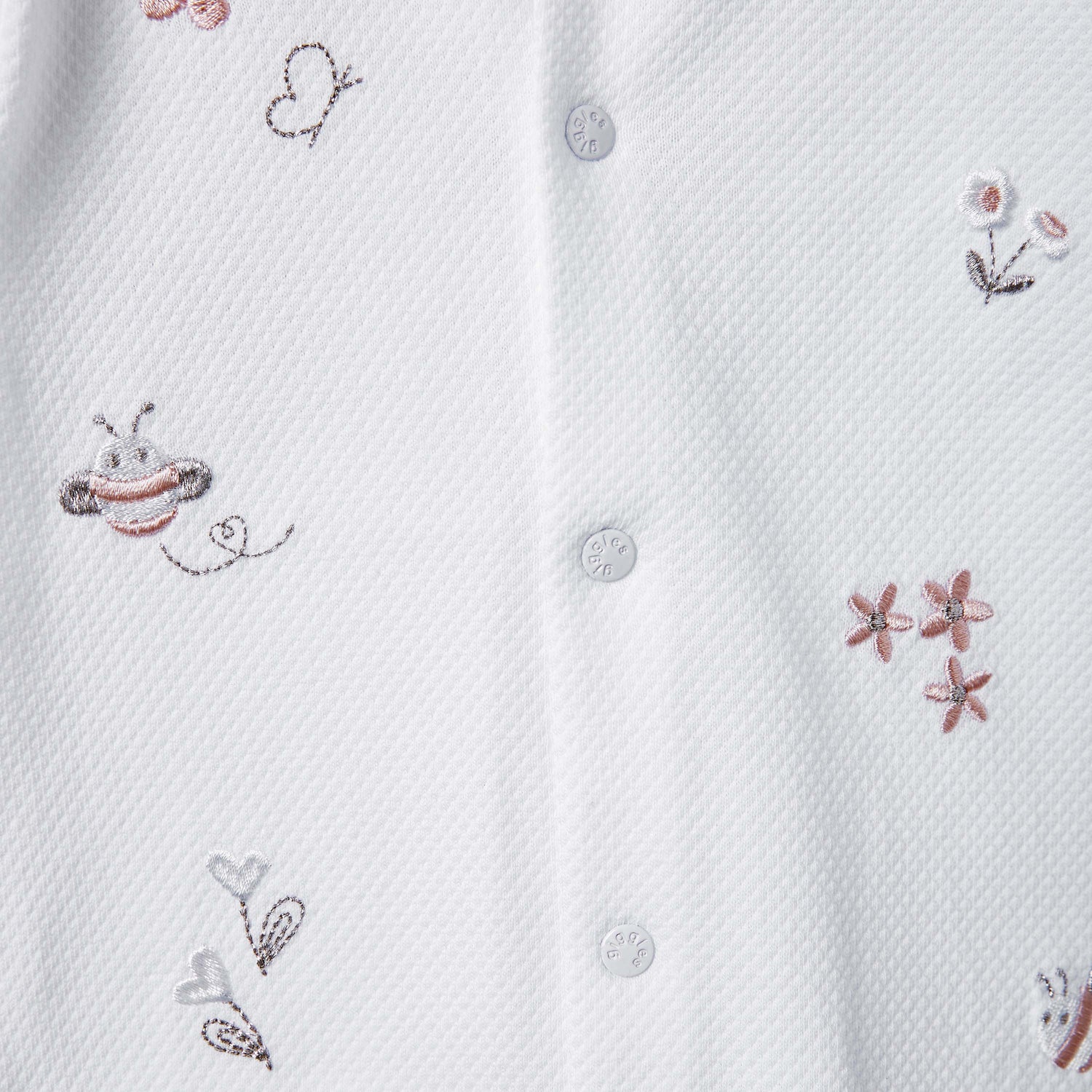 Giggles Embroidered Sleepsuit with Long Sleeves and Button Closure