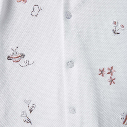 Giggles Embroidered Sleepsuit with Long Sleeves and Button Closure