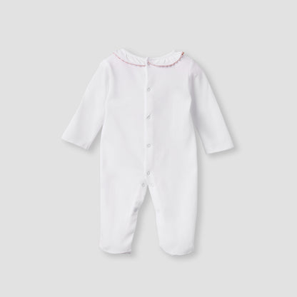 Giggles Embroidered Sleepsuit with Long Sleeves and Button Closure
