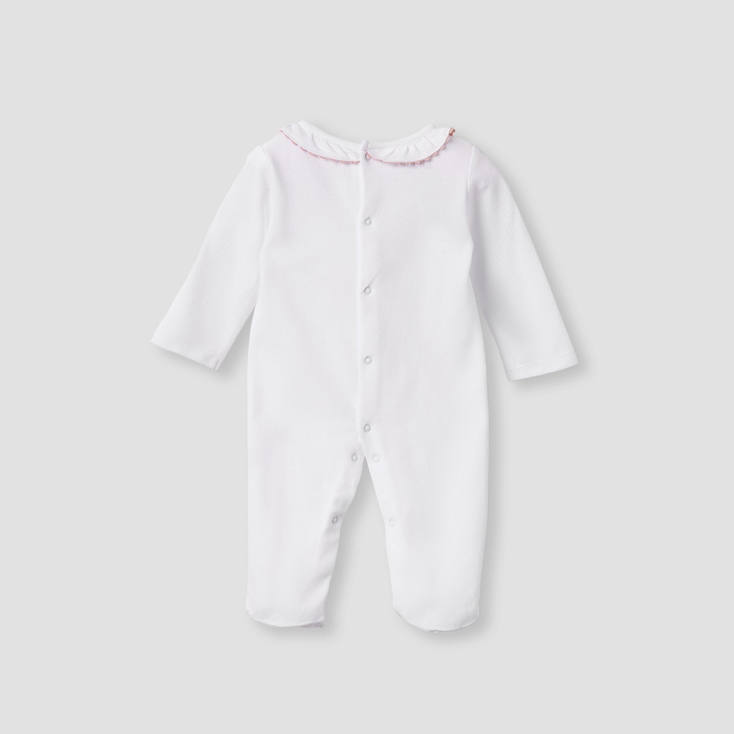Giggles Embroidered Sleepsuit with Long Sleeves and Button Closure
